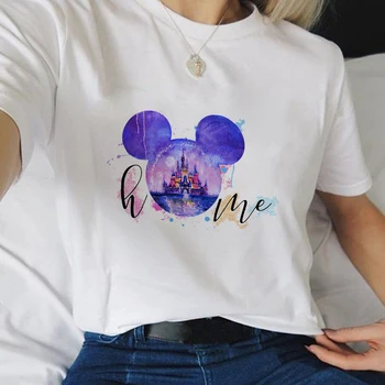 Disney Home Impressão Estética Roupas para Mulheres Mickey Mouse Tendência da Moda Verão Harajuku T-shirts Femininas de Manga Curta Atacado