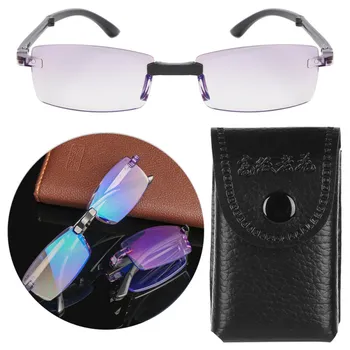 Dobramento de Óculos de Leitura Mens Presbiopia Óculos Luz Azul Óculos com Caixa de Ultra-leve Óculos de Leitura +1.0 +4.0 Óculos 2