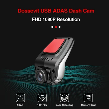 Dossevit USB HD 1080P Visão Noturna Carro DVR 170° de Ângulo Amplo ADAS Dual Câmeras 24H Loop Recodring Traço Cam