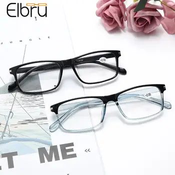 Elbru Praça PC Full Frame de Óculos de Leitura Portátil Ultravioleta-prova Confortável Homens e Mulheres Presbiopia Óculos +1.0 +4.0