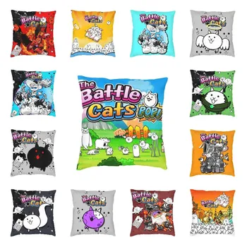 Engraçado Battle Cats Jogo Capa de Almofada 45x45 Poliéster Cartoon fronha para o Sofá Carro de Praça Fronha Decoração Sala de estar