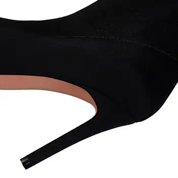 EOEODOIT Acima do Joelho Alto Botas Longas de Inicialização Mulheres Sexy Pontiagudo Dedo do pé de Lycra Outono Primavera Elástico Botas de 9,5 cm de altura de Salto Agulha 4