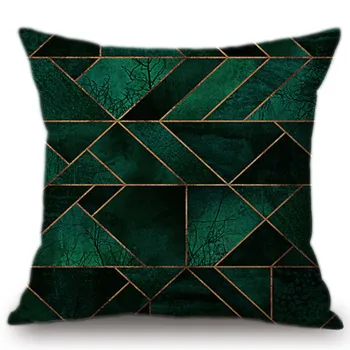 Esmeralda Geométricas Cubos Triângulo Decorativos Sofá De Almofadas, Roupa De Cama De Algodão Verde Jade Pastoral De Mármore Textura Capa De Almofada De Carro Travesseiro 2