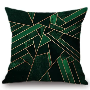 Esmeralda Geométricas Cubos Triângulo Decorativos Sofá De Almofadas, Roupa De Cama De Algodão Verde Jade Pastoral De Mármore Textura Capa De Almofada De Carro Travesseiro 4