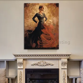Espanhol de Flamenco Dancer pintura a óleo latina mulher tela de pintura de parede, imagens de arte para a sala de altíssima Qualidade, pintado à Mão 1