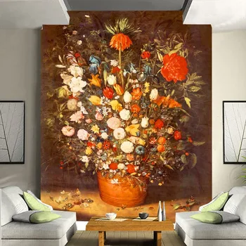 Estilo europeu de pintura a óleo, peônia flores televisão sofá pano de fundo mural de entrada de papel de parede Personalizado tamanhos 0