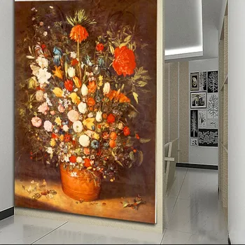 Estilo europeu de pintura a óleo, peônia flores televisão sofá pano de fundo mural de entrada de papel de parede Personalizado tamanhos 5