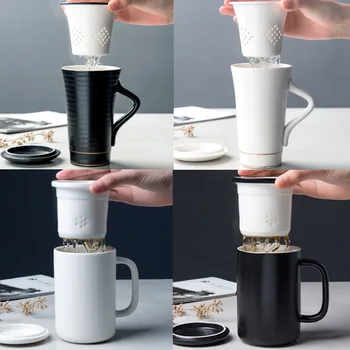 Estilo japonês Criativo Chá Caneca Com Tampa Personalizada em Cerâmica Coador de Chá de Separação de Água do Copo Para a Casa e o Escritório Utiliza