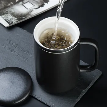 Estilo japonês Criativo Chá Caneca Com Tampa Personalizada em Cerâmica Coador de Chá de Separação de Água do Copo Para a Casa e o Escritório Utiliza 5