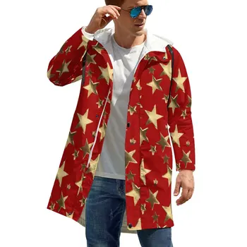 Estrela de ouro de Impressão Windbreakers Masculino Festivo do Natal Outerwear Coats Bastante Padrão de Outono Jaquetas Casuais Permeável 4XL 5XL 6XL 0