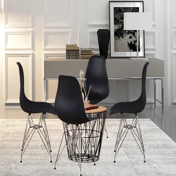 [EUA PRONTO STOCK]Conjunto de 4 Design Moderno Cadeira de Jantar com o Chrome Pernas de Metal, Estilo Nórdico Design Requintado Cadeira para Escritório 2