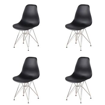 [EUA PRONTO STOCK]Conjunto de 4 Design Moderno Cadeira de Jantar com o Chrome Pernas de Metal, Estilo Nórdico Design Requintado Cadeira para Escritório 3