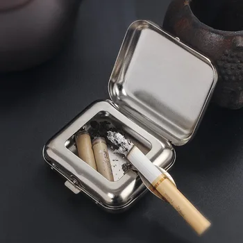 Exterior Portátil De Bolso Cinzeiro Em Aço Inoxidável Mini Cinzeiro De Fumar Acessórios