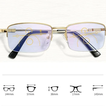 Flexíveis de Titânio Progressiva Óculos de Leitura Unissex Anti Luz Azul Presbiopia Ampliação Multifocal +150 250 Metade Rim TR90 3