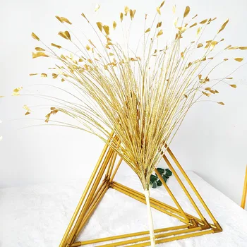 Flor Artificial de PVC Dourado Grama de Ouro Glitter Borboleta para Ano Novo Decoração de Natal DIY Reed Flor Falso Pavão Grama