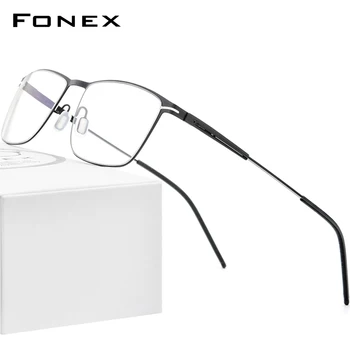 FONEX Liga de Óculos Homens Praça Miopia Prescrição Armações de Óculos de 2020 Novo Metal Cheio coreano Mola Óculos F1009