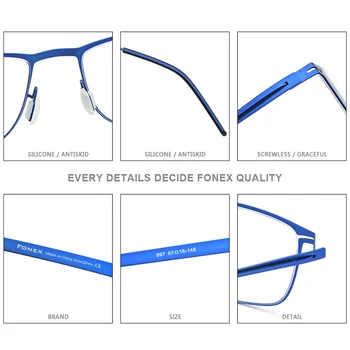 FONEX Liga de Óculos Homens Praça Miopia Prescrição Armações de Óculos de 2020 Novo Metal Cheio coreano Mola Óculos F1009 4