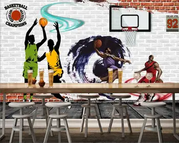 Foto 3d papel de parede na parede de basquete de Rua jogo brick, pintura de parede quarto decoração da Casa do papel de parede para parede na rola
