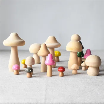 Frete Grátis Mini Mão Cogumelos Escultura Em Madeira, Decoração Enfeites De Crianças Educacional Planta Esculpir Brinquedos Bugiganga Presente