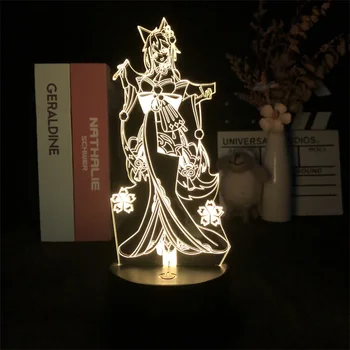 Gorou Genshin Impacto 3D Nightlight Jogo para Decoração do Quarto a Luz de Bonito de Aniversário de Presente Colorido LED Lâmpada Mangá Garoto Lindo Presente