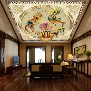 Grande personalizados de decoração de casa de Continental Hotel Villa teto frescos de Dunhuang de Fadas Voadoras