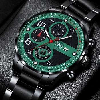 Green Dial Moda Relógios de homens de Negócios, Relógio de Quartzo do Aço Inoxidável do relógio de Pulso para Homens Esporte Casual Relógio de Aço reloj hombre