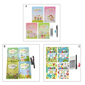 Handwrite Copybook Reutilizáveis Carta de Aprendizagem, a Caligrafia de Ferramentas Alfabeto Pintura Pote Prática de Livro para o Bebê Brinquedos