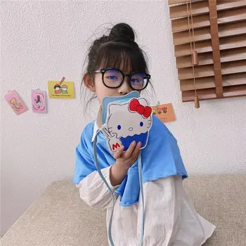 Hello Kitty Criança Saco de Ombro Kawaii Sanrio Anime Ktcat Feminino Coração Bonito dos desenhos animados Saco de Armazenamento de Brinquedo para Meninas Garoto Presente 2