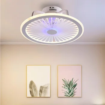 HengYuan iluminação inteligente ventilador de teto lâmpada design moderno led criativo lâmpada do quarto estudo restaurante de três cores co remoto