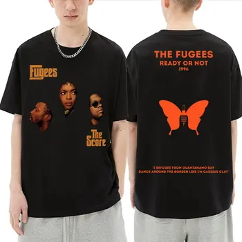 Hip Hop Banda Fugees Pronto ou Não De 1996, T-Shirts Uma Borboleta Gráfico Tshirt de Moda masculina de Manga Curta T-Shirt Homem Streetwear