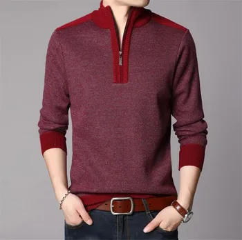 Homens camisola de outono inverno Suéter masculino Casual e confortável, cor sólida dos Homens revestimento dos Homens camisola manga Longa 3