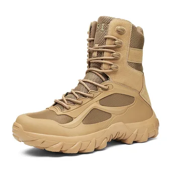 Homens Militar Botas de Deserto de Homens Desert Combat Boots Exterior, antiderrapante, resistente ao Desgaste Botas Masculinas Laço Tático Sapatos de Escalada