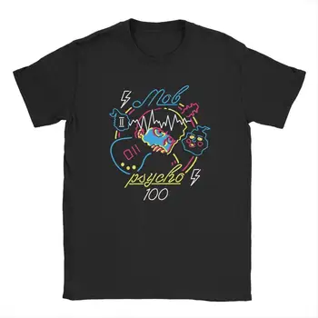 Homens Mob Psico 100 Mangá Camisetas Anime Algodão Tops Novidade de Manga Curta, Gola Redonda, T-Shirt de Verão T-Shirt