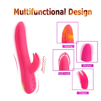 HoozGee Coelho Vibrador Feminino Mulheres o Sexo Brinquedo Produtos 7 Velocidade de Rotação de 10 de Vibração Estimular a Vagina Vibrador Haste com Aquecimento