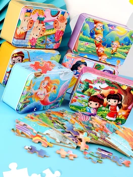 Hot 100 PCS de Madeira Puzzle Crianças dos desenhos animados de Quebra-Cabeças Bebê de ensino Aprendizagem Interativa de Brinquedos para Crianças, Presentes de Natal