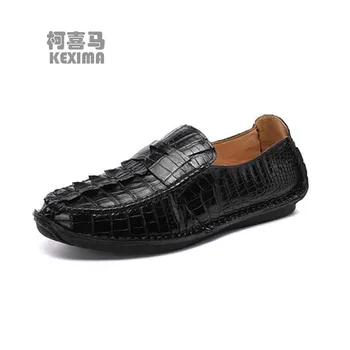 hulangzhishi Homens sapatos de couro de crocodilo manual Puro Lazer sapatos confortáveis masculino Condução sapatos macios homens lazer sapatos