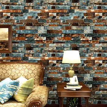 Imitação de mármore tijolo de papel de parede loja de roupas restaurante bar Cafe retro cultura parede de tijolos de papel de parede por atacado
