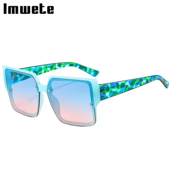 Imwete Nova Praça de Óculos de sol para Mulheres do Vintage de grandes dimensões Óculos de Sol UV400 Grandes Quadros de Geléia Colorida Óculos Homens do Quadro do Leopardo