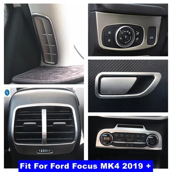 Interior de prata Luva de Armazenamento de Caixa de Ar AC Vent Tomada de Luzes do Painel de Controle Tampa de acabamento Para Ford Focus MK4 2019 - 2022 Acessórios