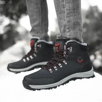 Inverno Homens Botas de Couro Impermeável Sneakers, Botas de Neve ao ar livre Masculino Botas Sapatos de Trabalho de Alta Superior antiderrapante Ankle Boots