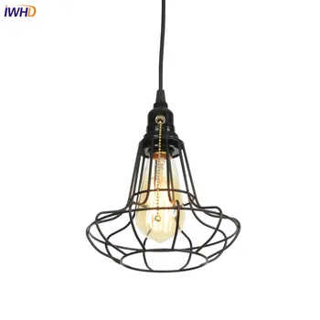 IWHD em Ferro Preto com LED de Luzes Pingente Nórdicos Hanglamp Loft Vintage luminária Com Switch de Suspensão Retro Lâmpada Lâmpada Industrial 5