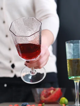 Japonês de vinho de vidro Colorido vidro Cálice Criativo Octogonal taça de champanhe casa de vidro copos de Bar Hotel copas do casamento 1