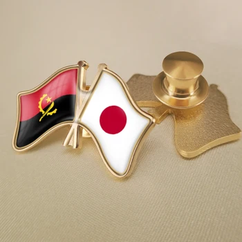Japão e Angola Cruzado Duplo Amizade Bandeiras Alfinetes de Lapela Broche de Crachás 3