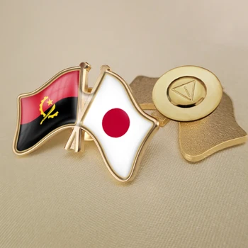 Japão e Angola Cruzado Duplo Amizade Bandeiras Alfinetes de Lapela Broche de Crachás 5