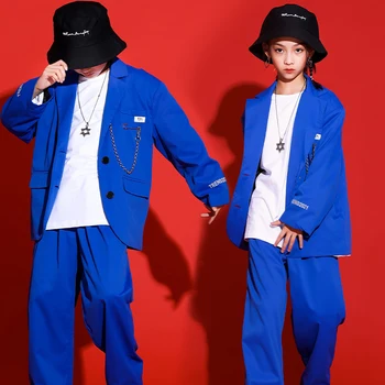 Jazz jaqueta Superior Calças Cool Jazz Dança Ternos coreano Crianças Meninas Meninos Crianças Hiphop Rua Roupas Uniforme Passarela de Desempenho
