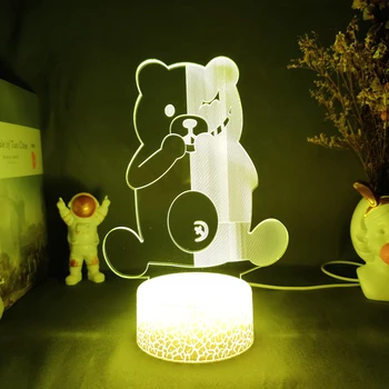 Jogo de Anime Danganronpa Figura Monokuma Robótica Urso Ilusão 3D Noite de Luz da Casa, Sala de Jogos de Decoração, Iluminação do Acento 2