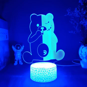 Jogo de Anime Danganronpa Figura Monokuma Robótica Urso Ilusão 3D Noite de Luz da Casa, Sala de Jogos de Decoração, Iluminação do Acento 4