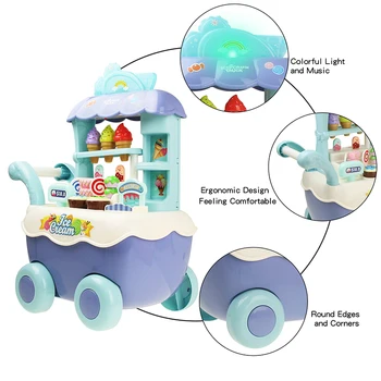 Jogo de Mini-Supermercado sorvete Carrinho de Compras Carrinho com Luz de Música Brincar de faz de conta Cozinha Brinquedos Para Meninas Crianças 1