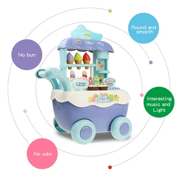 Jogo de Mini-Supermercado sorvete Carrinho de Compras Carrinho com Luz de Música Brincar de faz de conta Cozinha Brinquedos Para Meninas Crianças 2