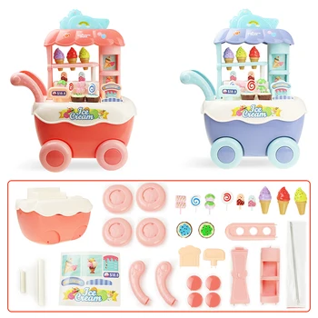 Jogo de Mini-Supermercado sorvete Carrinho de Compras Carrinho com Luz de Música Brincar de faz de conta Cozinha Brinquedos Para Meninas Crianças 3